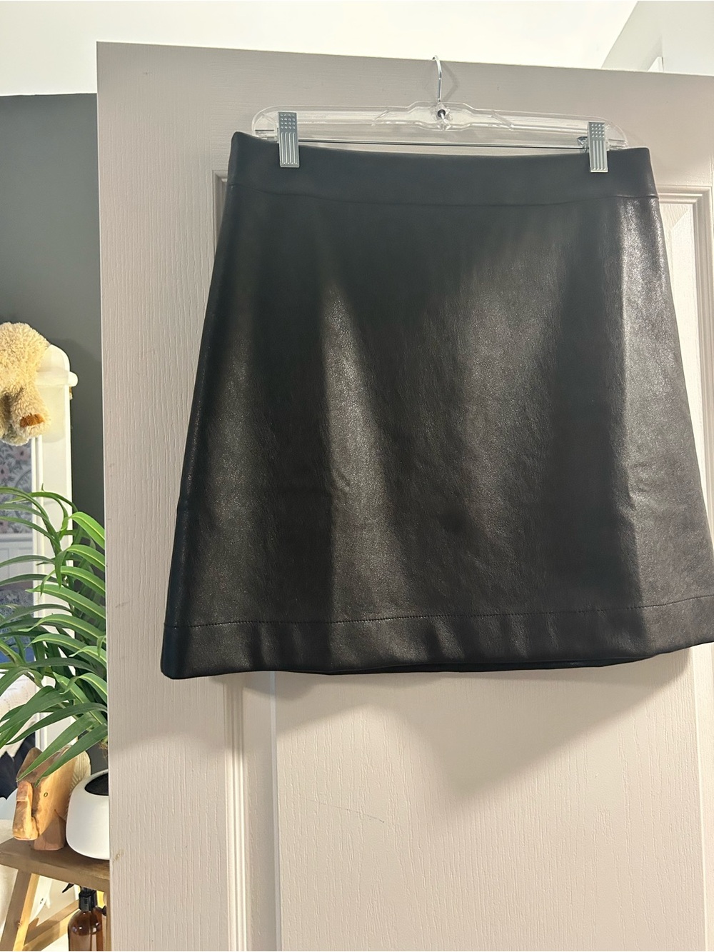 Black Faux Leather mini A-Line Skirt